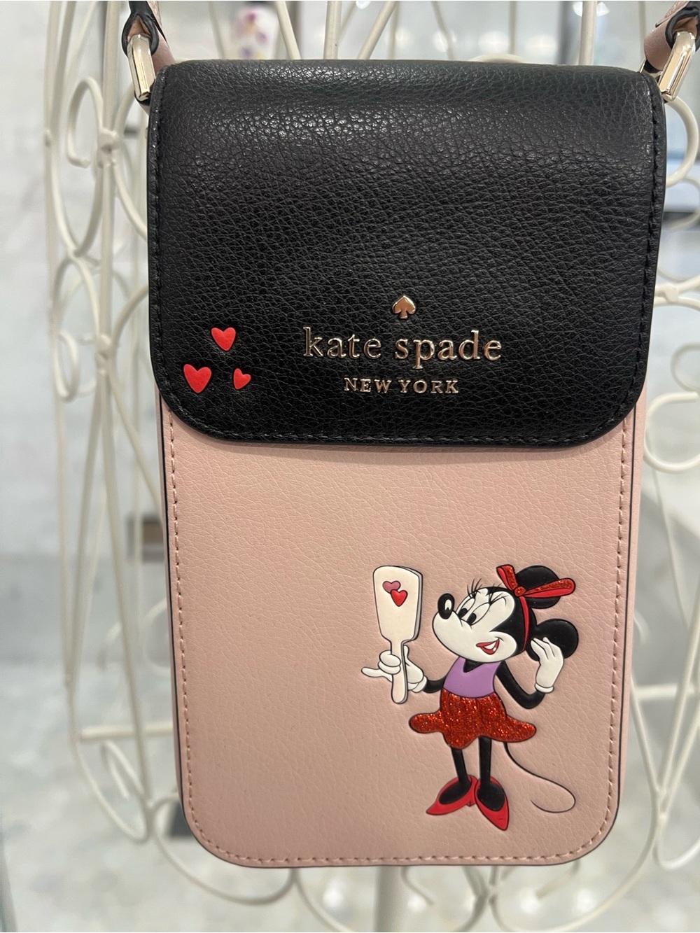 Kate Spade Black & Blush Minnie Mouse Crossbody Phone Bag NWOT